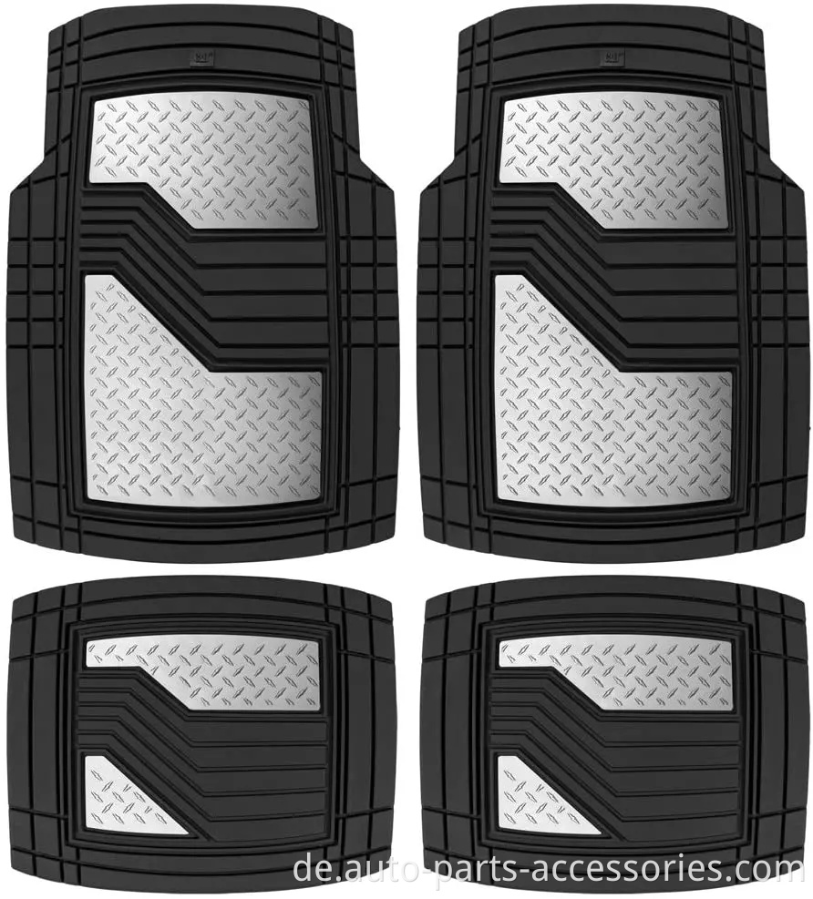 Hochleistungskautschukbodenmatten für Auto-SUV-LKW & Van-All-Weather-Schutz, vorne und hinten mit Fersen- und Anti-Slip-Nibs-Rücken, Trim-to-Fit